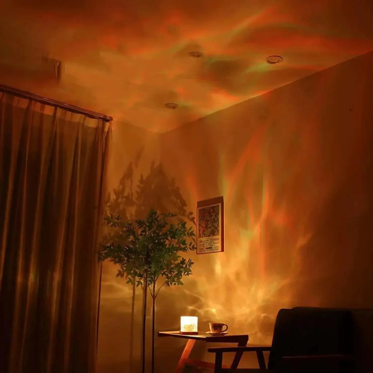 Lámpara de Proyección Aurora 16 Colores – Luz Nocturna Mágica con Efecto Agua y Llama