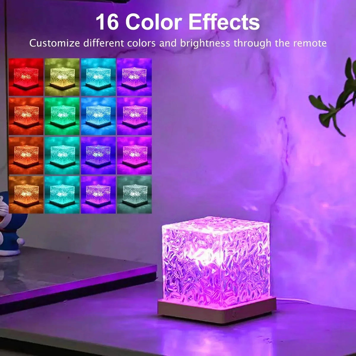 Lámpara de Proyección Aurora 16 Colores – Luz Nocturna Mágica con Efecto Agua y Llama