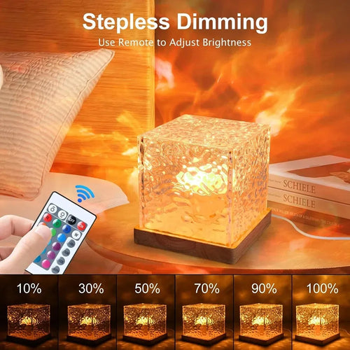 16-Color Aurora Night Light Projection Lamp – Water Ripple & Flame Crystal Effect