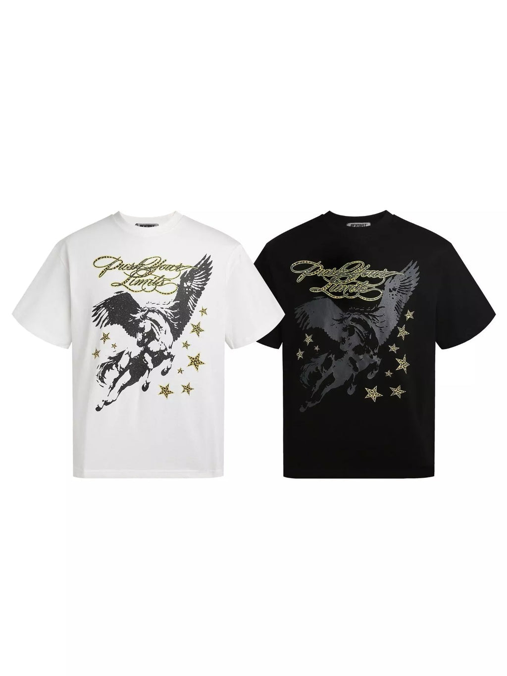 Camiseta con cuello redondo estampado Pegaso y eslogan 'Push Your Limits' para hombre - Artículos HE