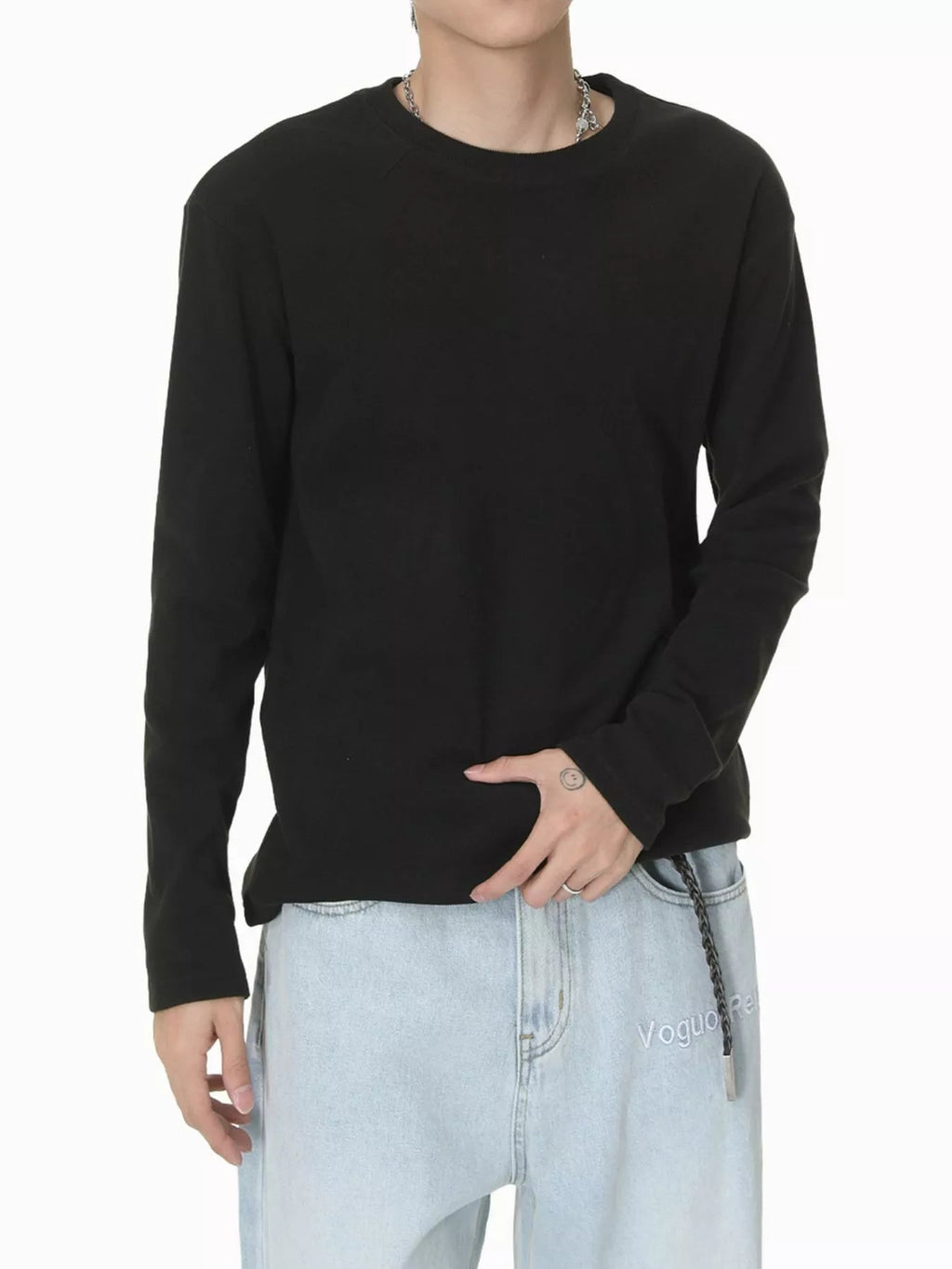 Camiseta de manga larga con cuello redondo para hombre - Artículos HE