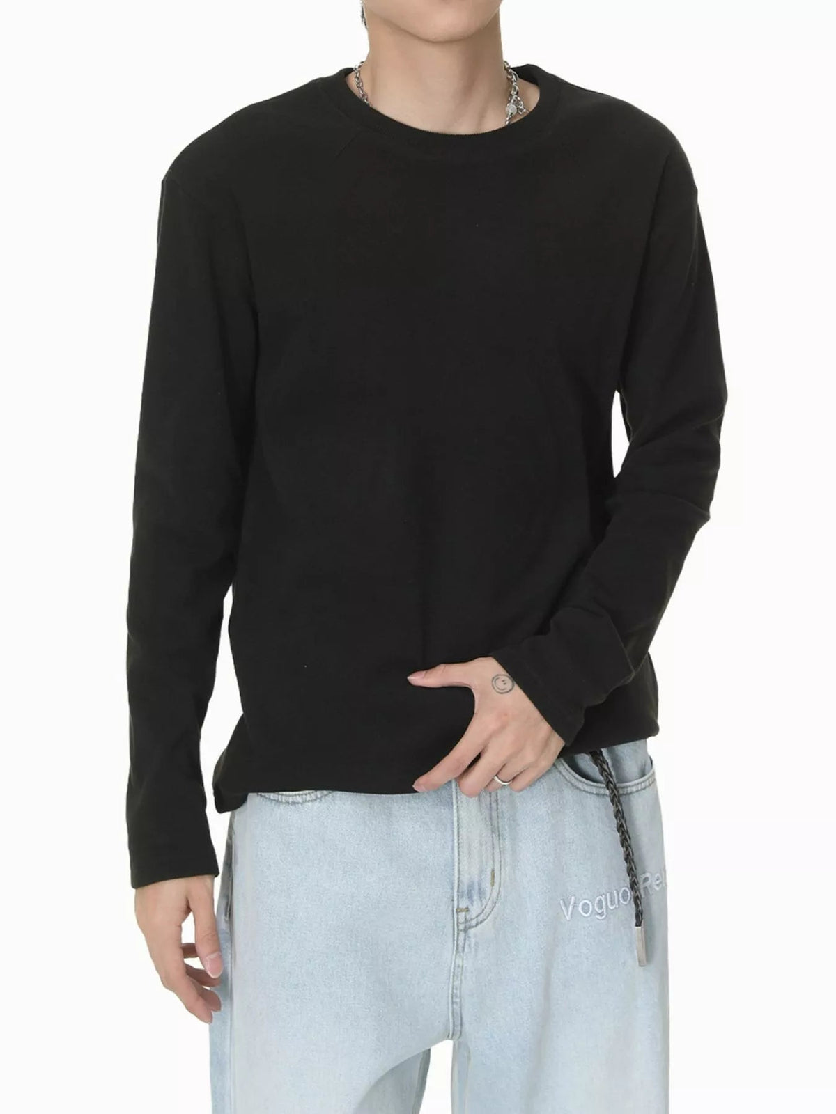 Camiseta de manga larga con cuello redondo para hombre - Artículos HE