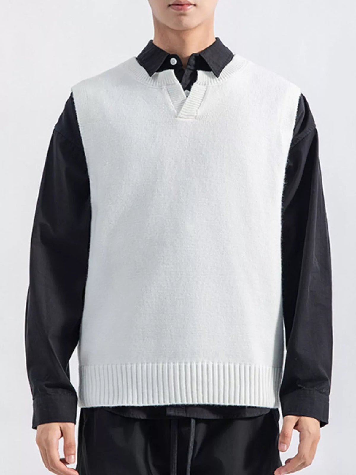 Chaleco jersey con bajo acanalado talla grande para hombre - Artículos HE