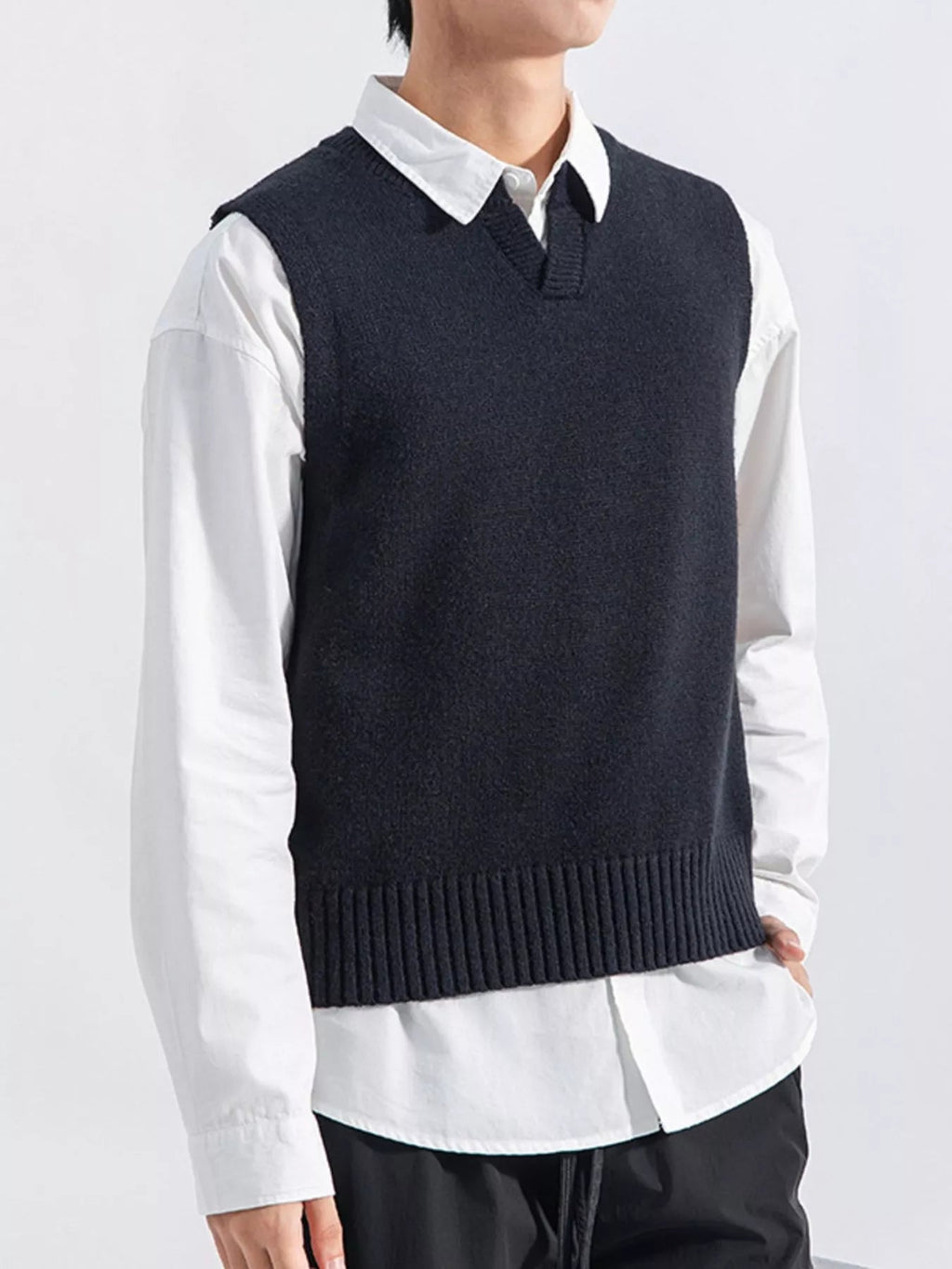 Chaleco jersey con bajo acanalado talla grande para hombre - Artículos HE