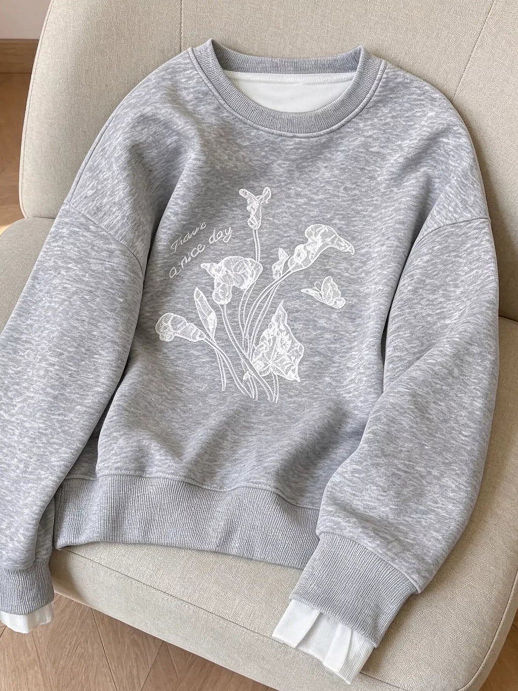 Floral Crew Neck Sweatshirt - Artículos HE