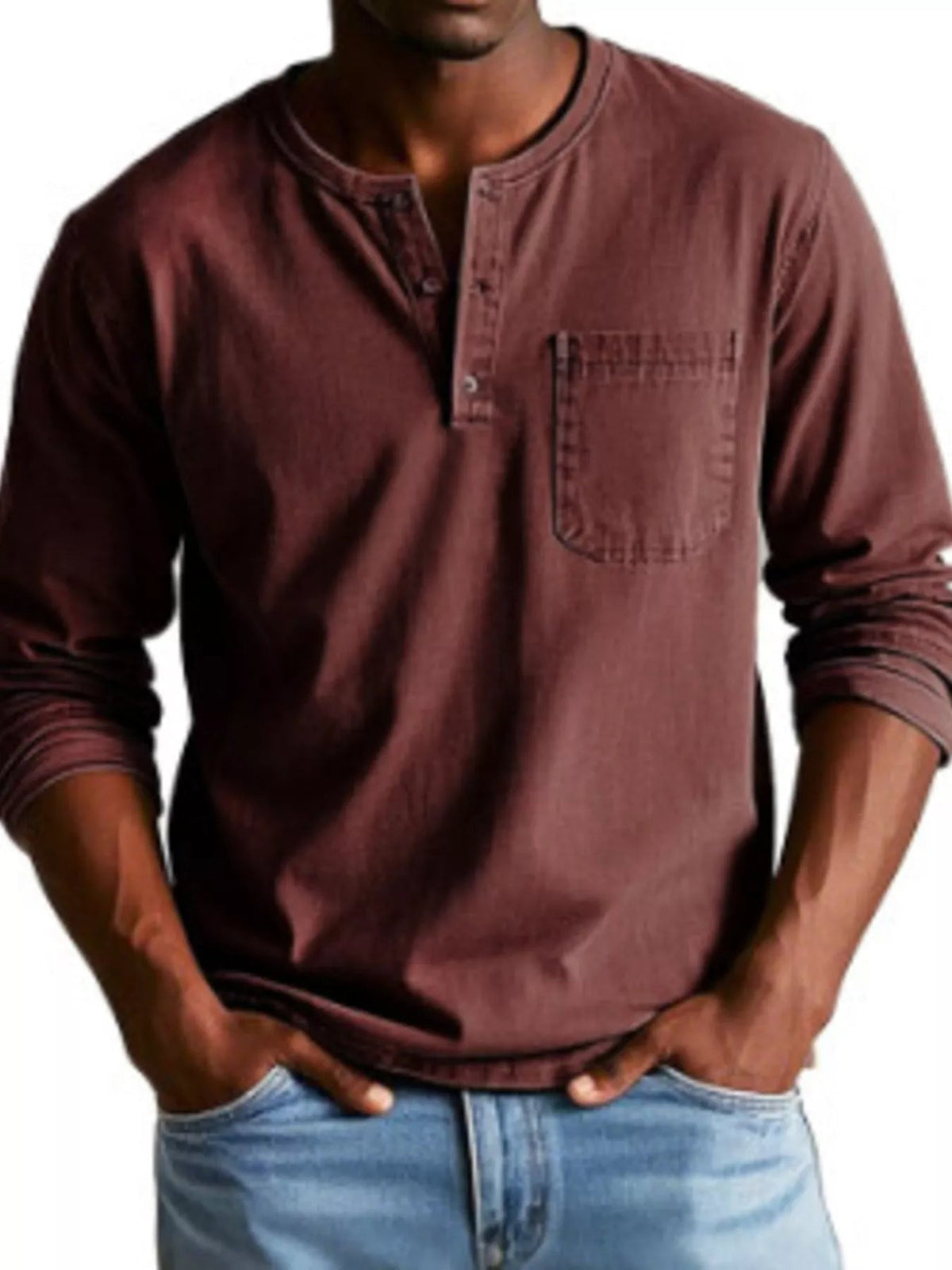 Full Size Button Detail Long Sleeve Top Plus Size - Artículos HE