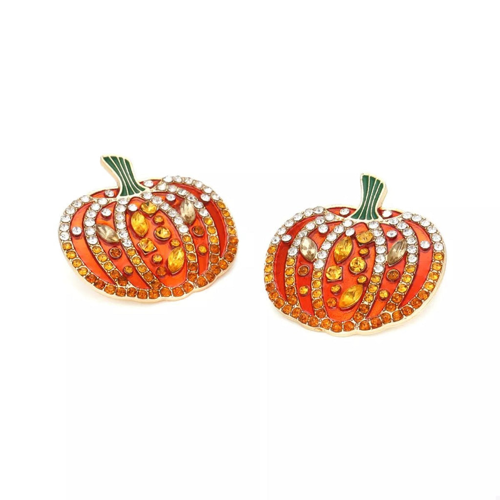 Halloween Pumpkin Rhinestone Stud Earrings - Artículos HE