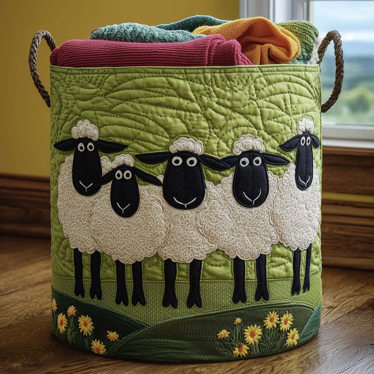 Hand-quilted laundry basket - Artículos HE