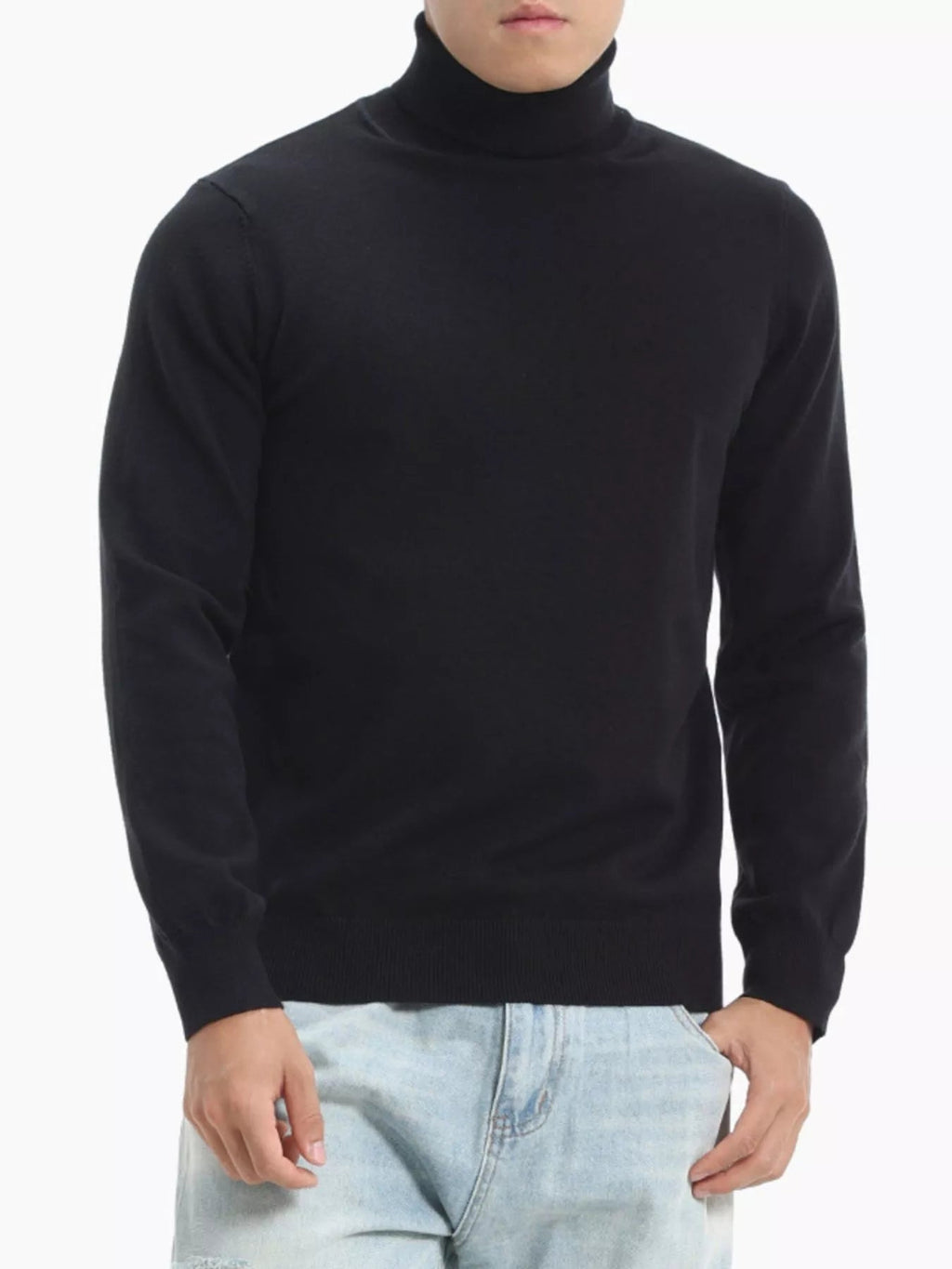 Jersey de cuello alto slim fit talla grande para hombre - Artículos HE