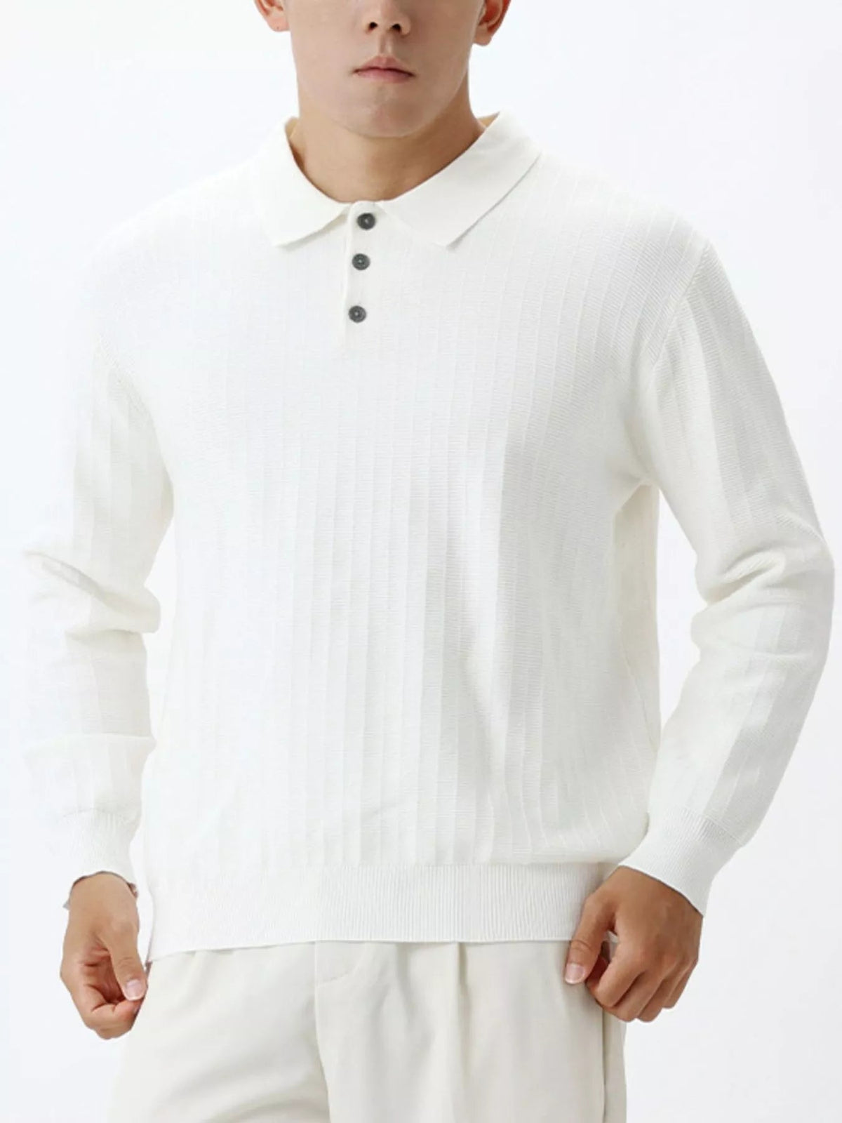 Jersey de punto acanalado con detalle de botones talla grande para hombre - Artículos HE