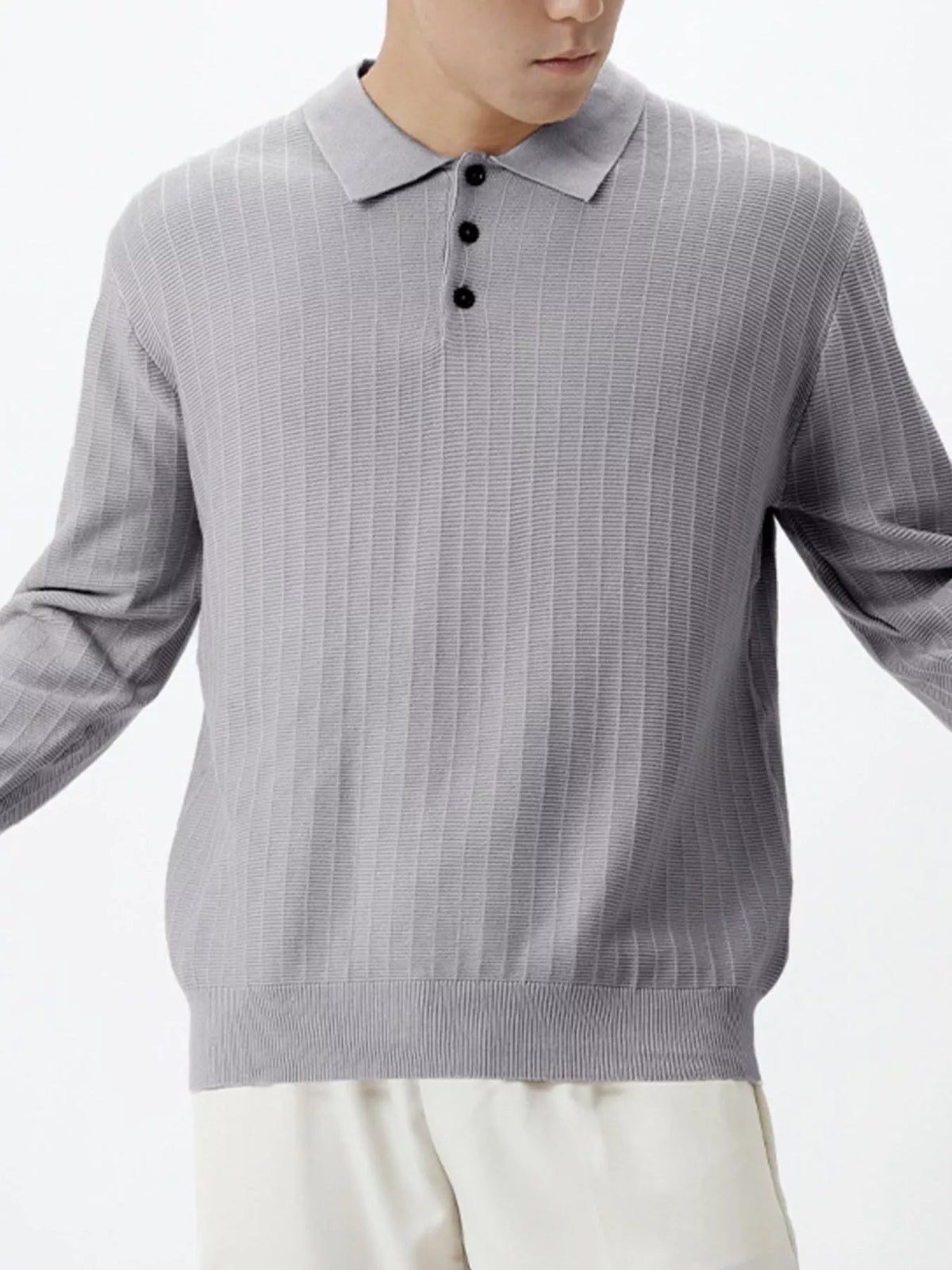 Jersey de punto acanalado con detalle de botones talla grande para hombre - Artículos HE