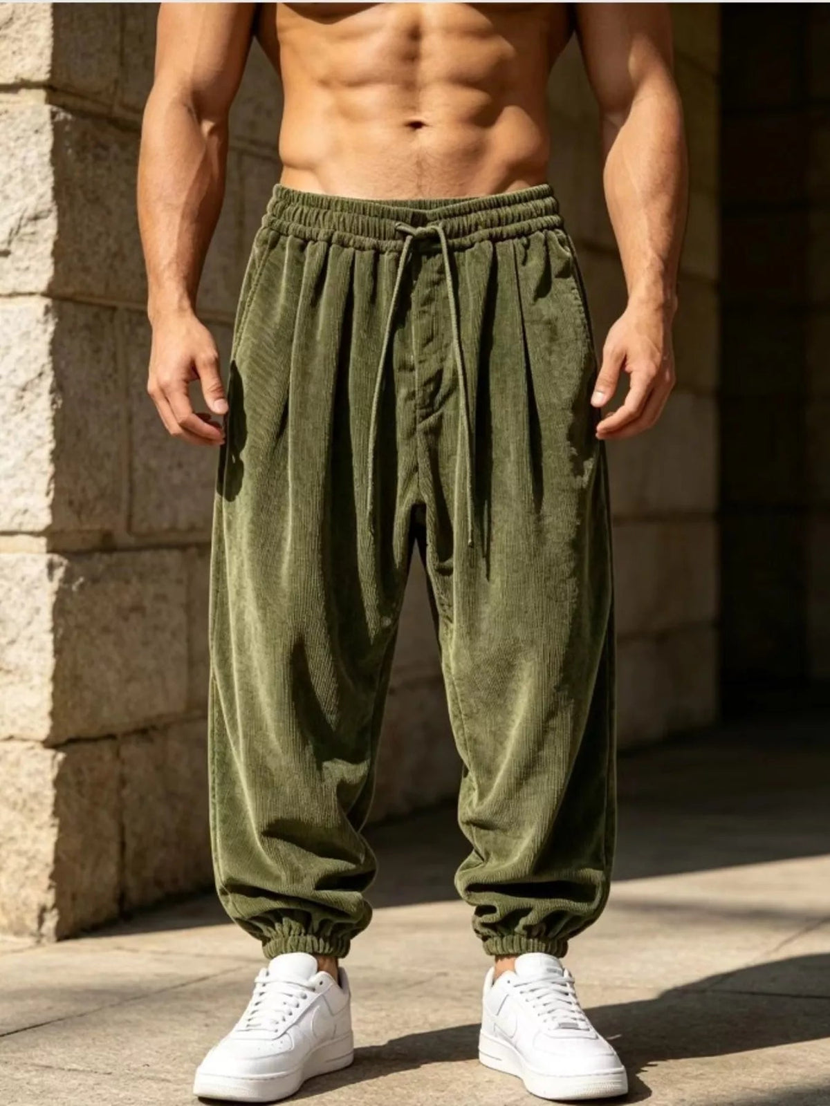 Joggers de pana holgados talla grande para hombre - Artículos HE