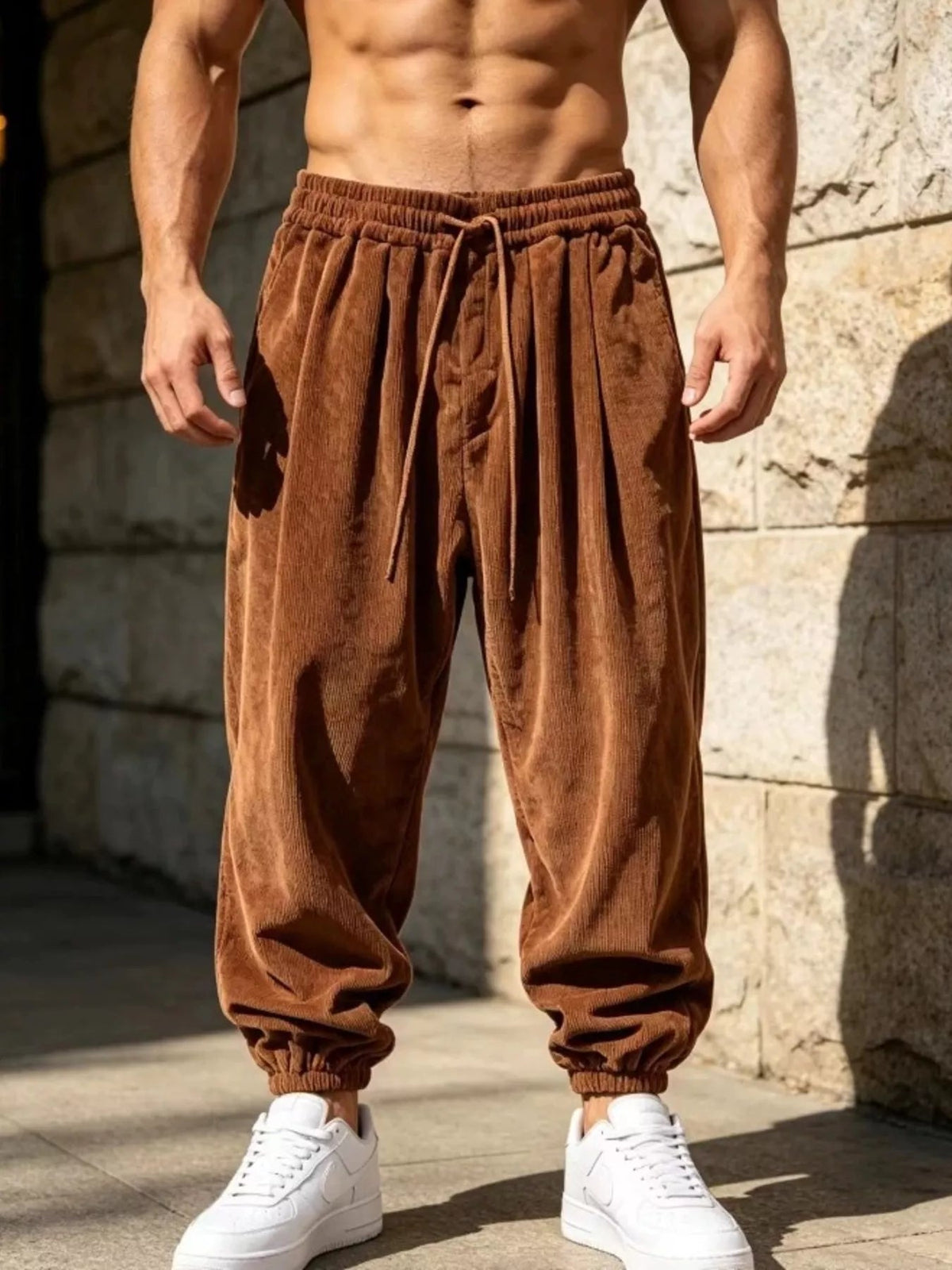 Joggers de pana holgados talla grande para hombre - Artículos HE