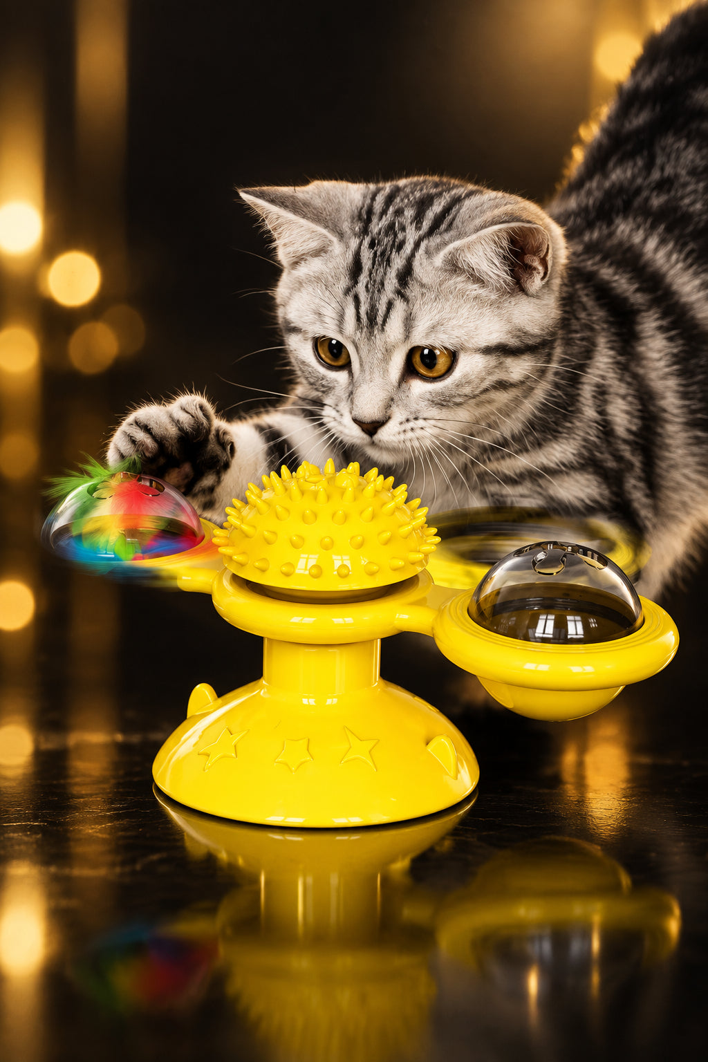 Juguete interactivo giratorio con ventosa para gatos - Artículos HE