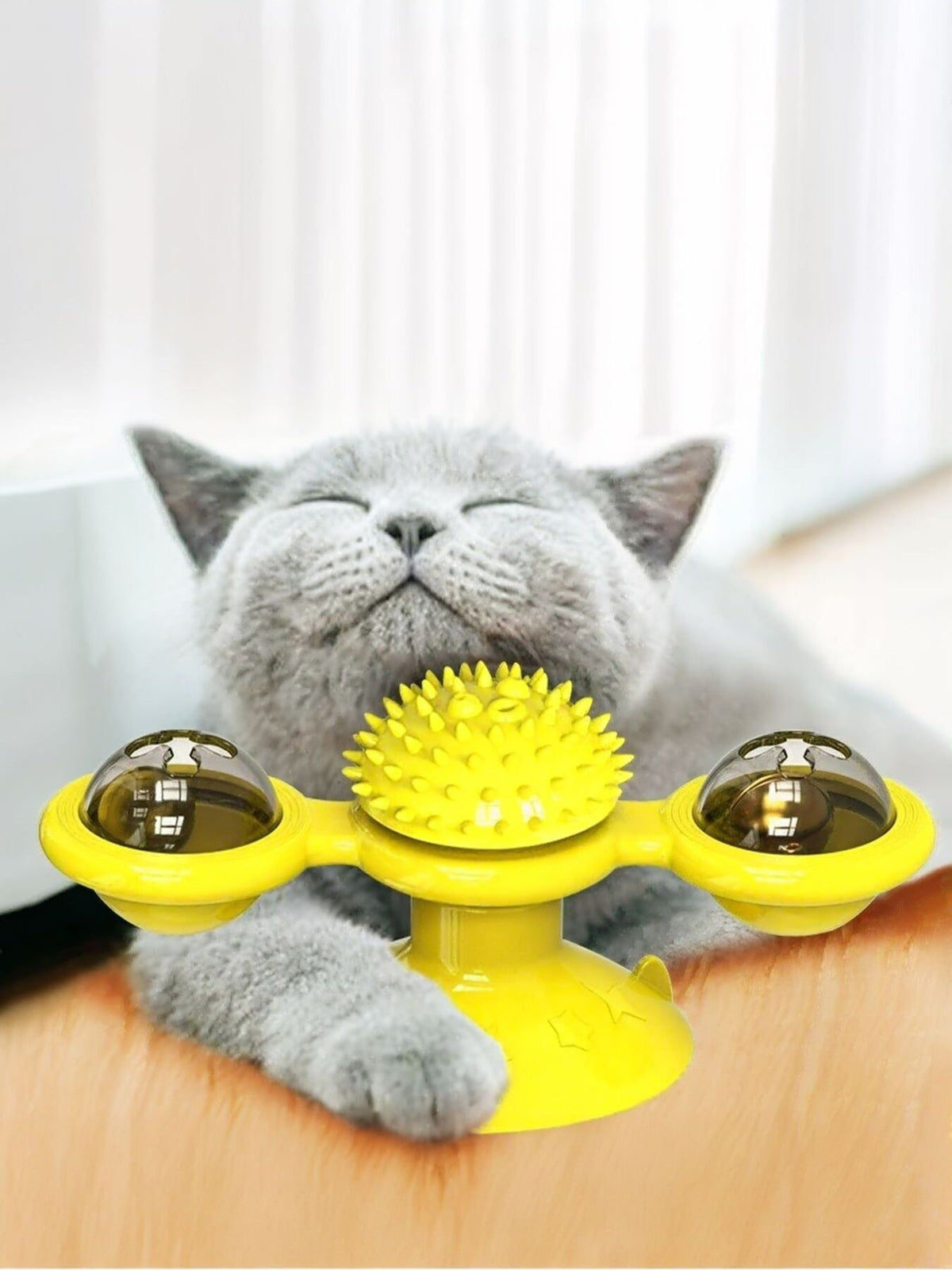 Juguete interactivo giratorio con ventosa para gatos - Artículos HE