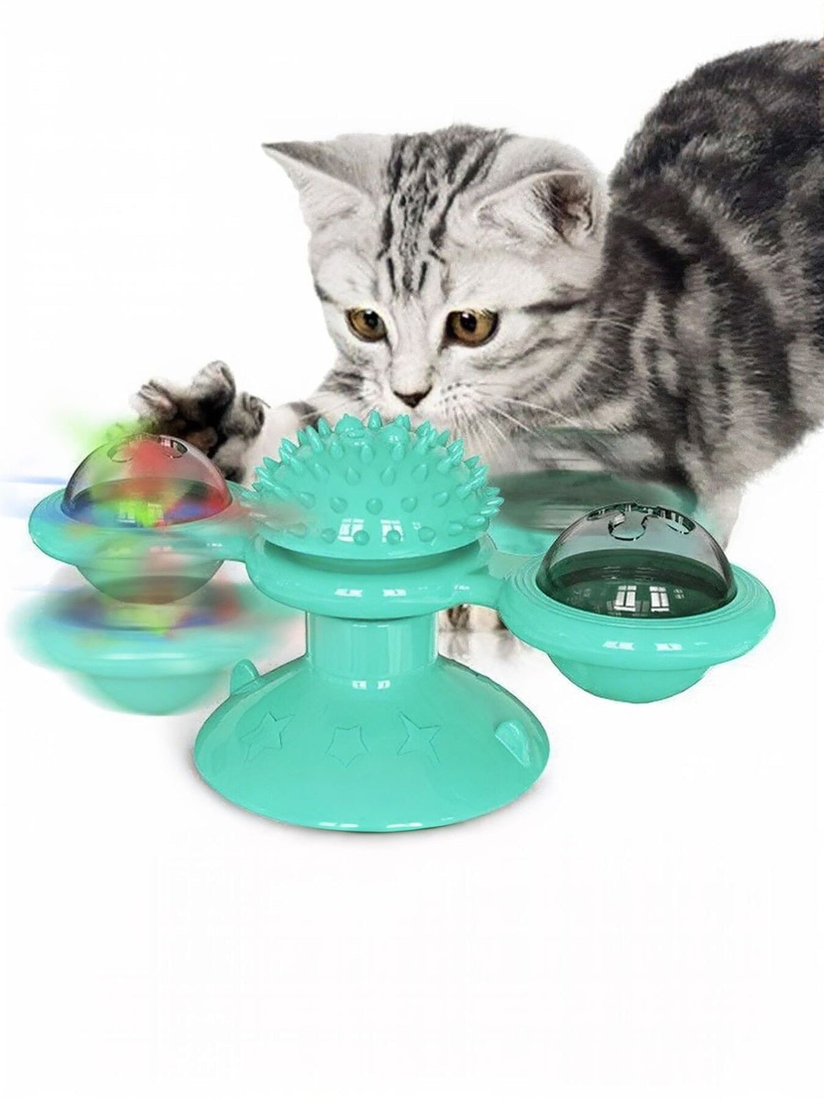 Juguete interactivo giratorio con ventosa para gatos - Artículos HE