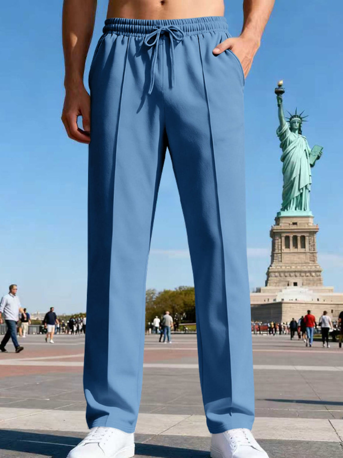 Men's Full Size Drawstring Straight Leg Pants Plus Size - Artículos HE