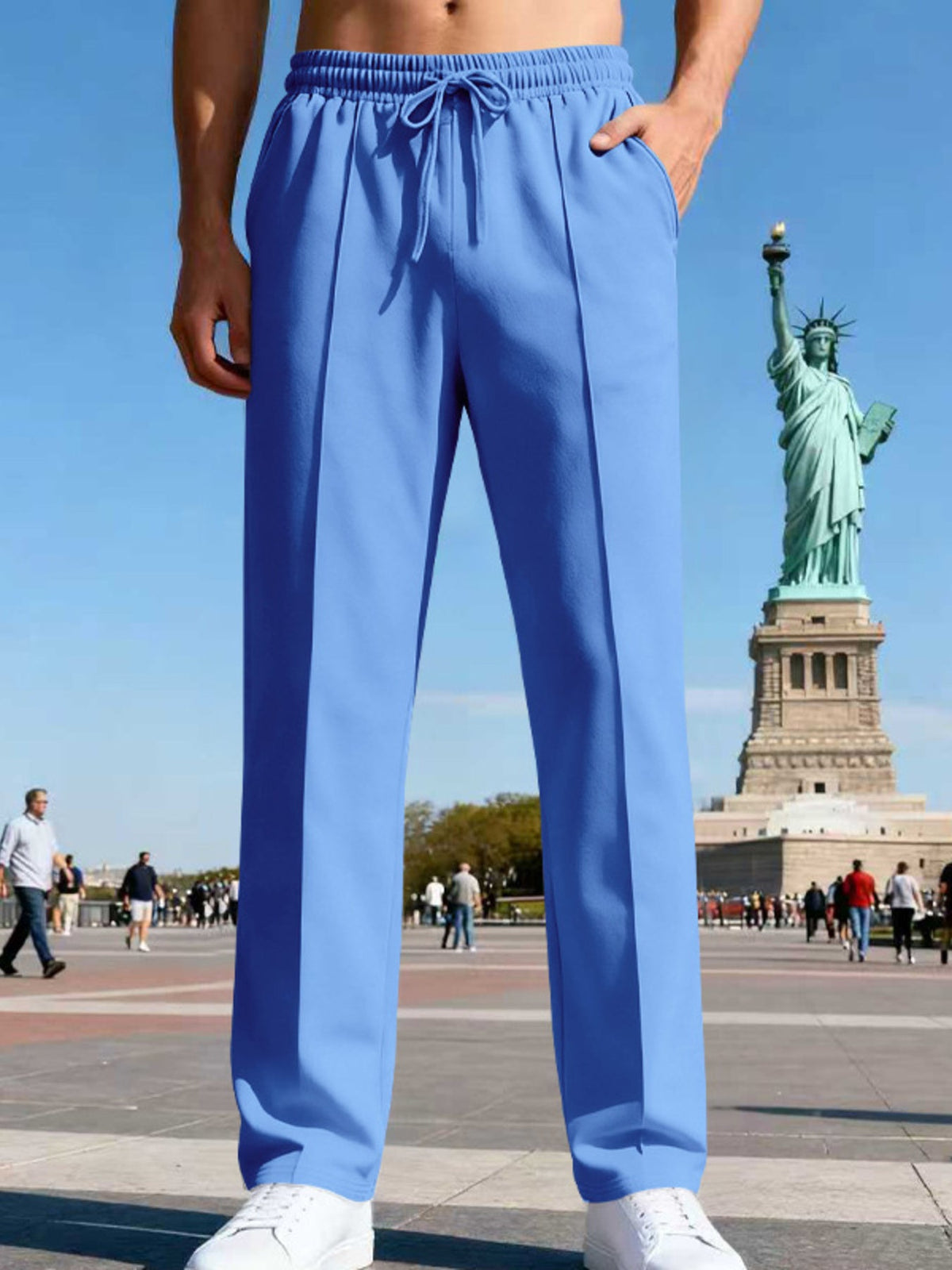 Men's Full Size Drawstring Straight Leg Pants Plus Size - Artículos HE