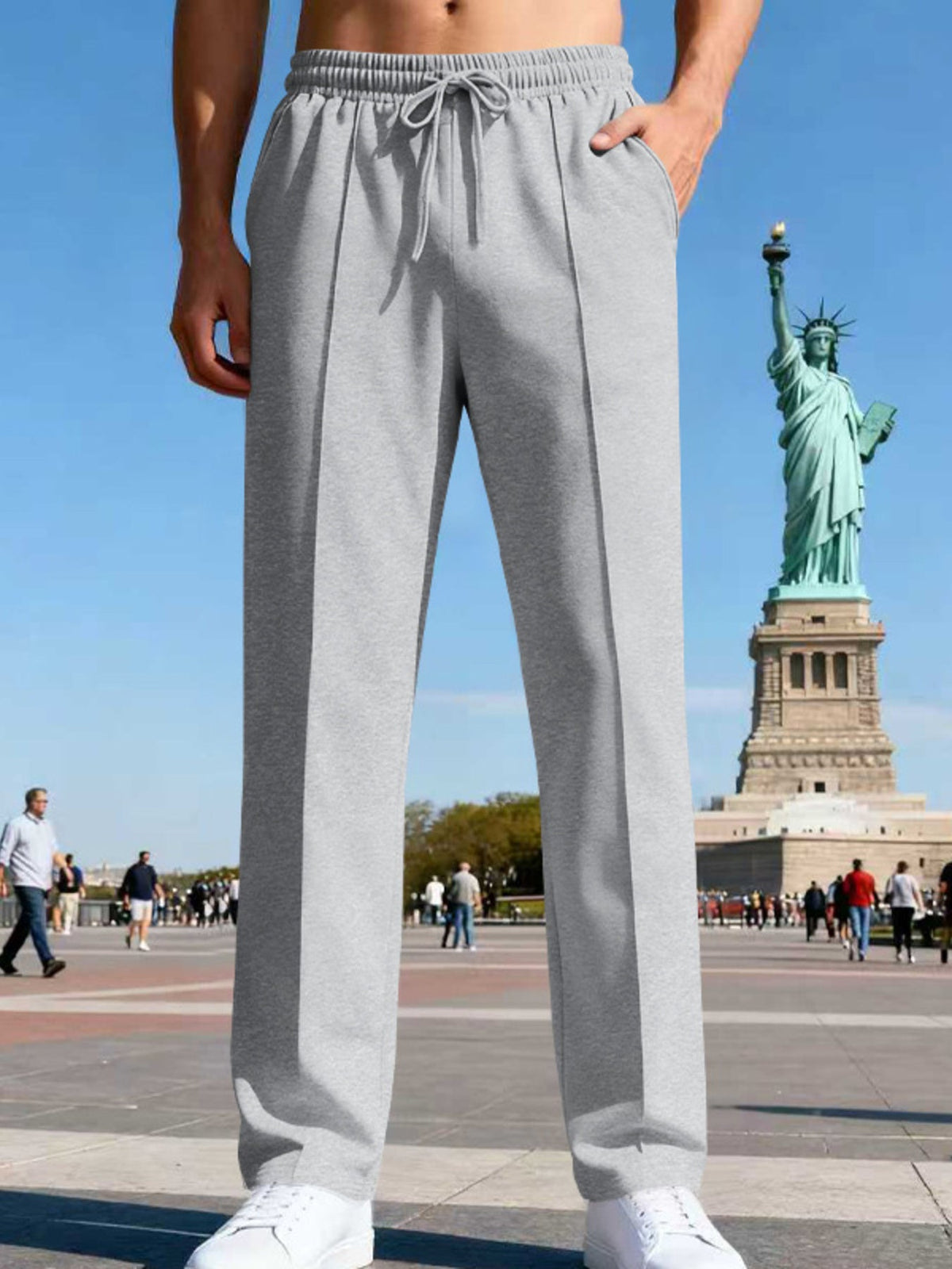 Men's Full Size Drawstring Straight Leg Pants Plus Size - Artículos HE