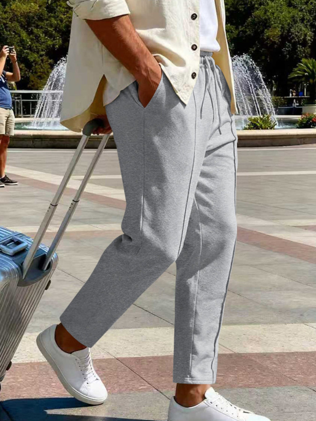 Men's Full Size Drawstring Straight Leg Pants Plus Size - Artículos HE