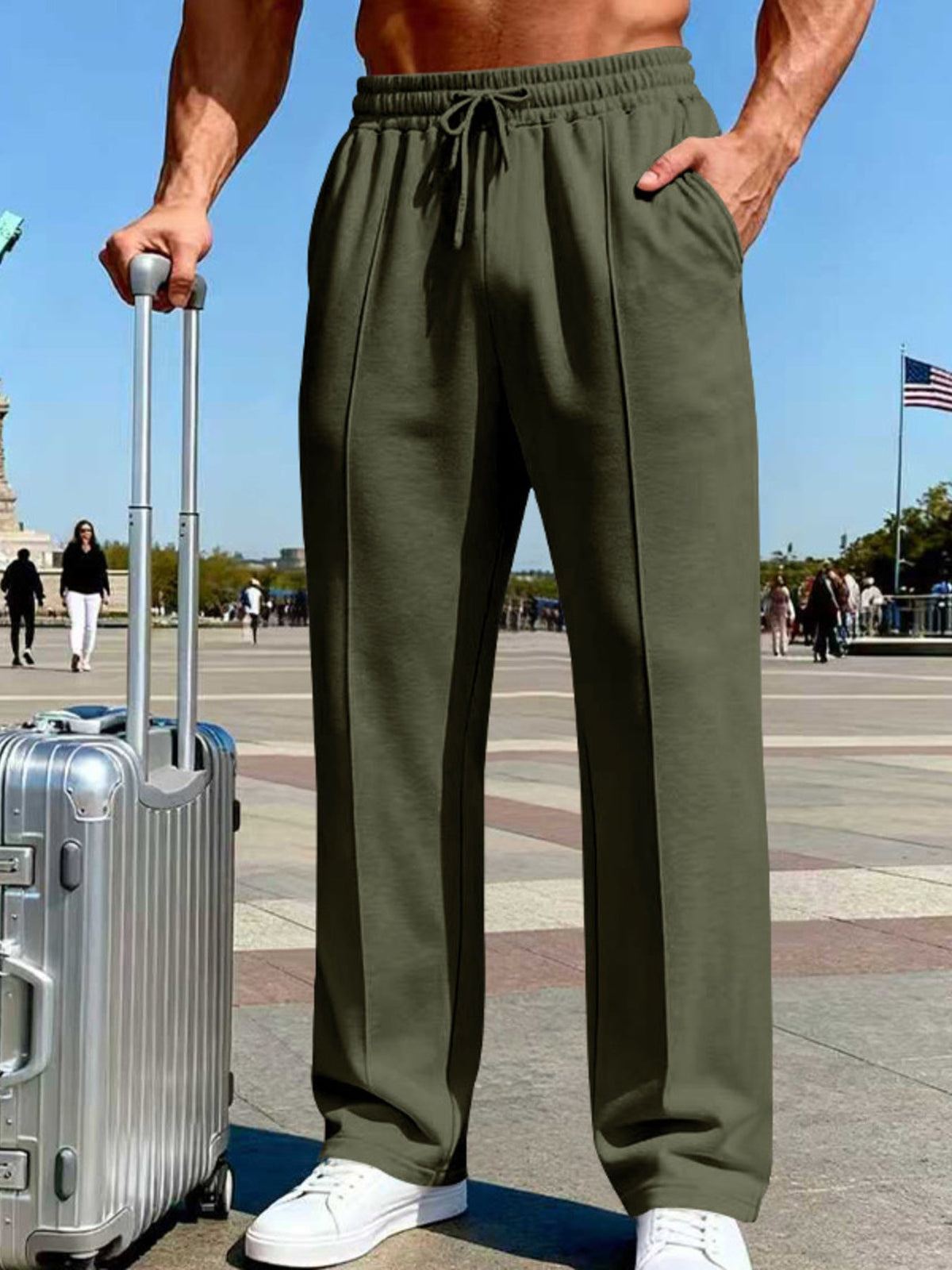 Men's Full Size Drawstring Wide Leg Pants Plus Size - Artículos HE