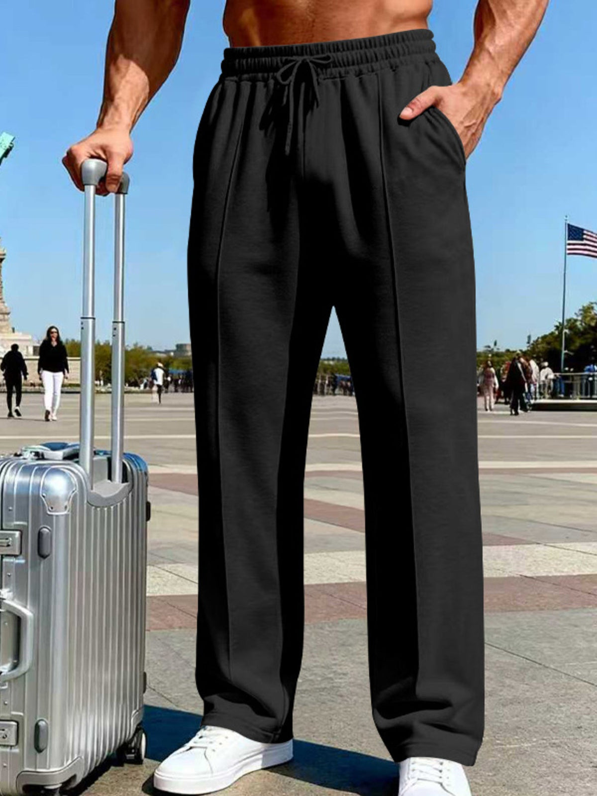 Men's Full Size Drawstring Wide Leg Pants Plus Size - Artículos HE