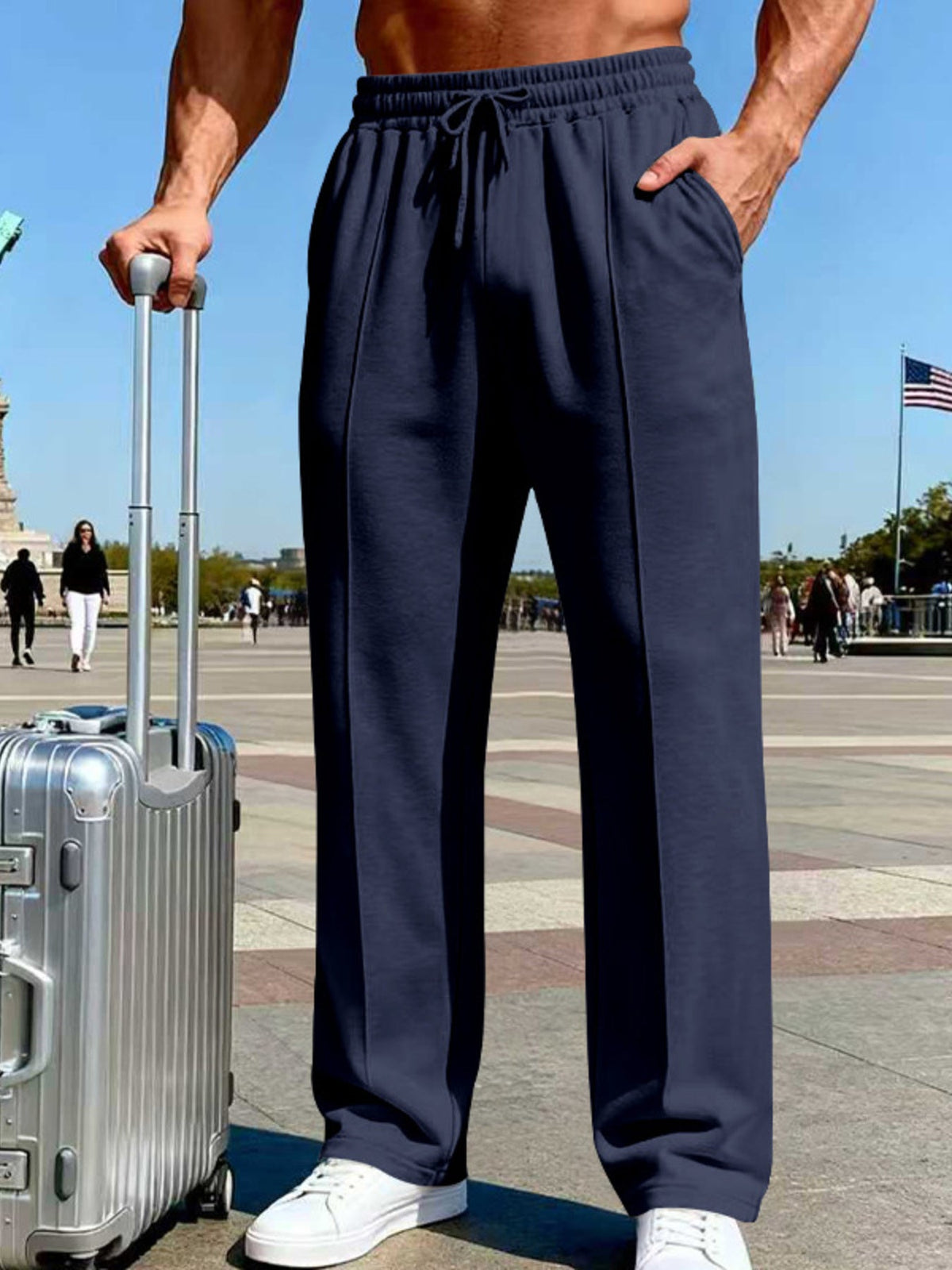 Men's Full Size Drawstring Wide Leg Pants Plus Size - Artículos HE