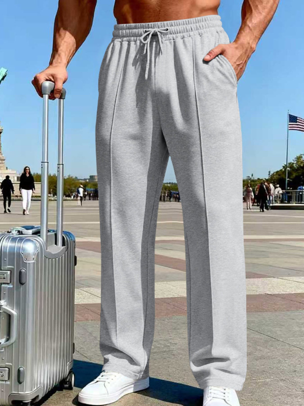Men's Full Size Drawstring Wide Leg Pants Plus Size - Artículos HE
