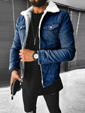Men's Full Size Sherpa-Lined Denim Jacket Plus Size - Artículos HE