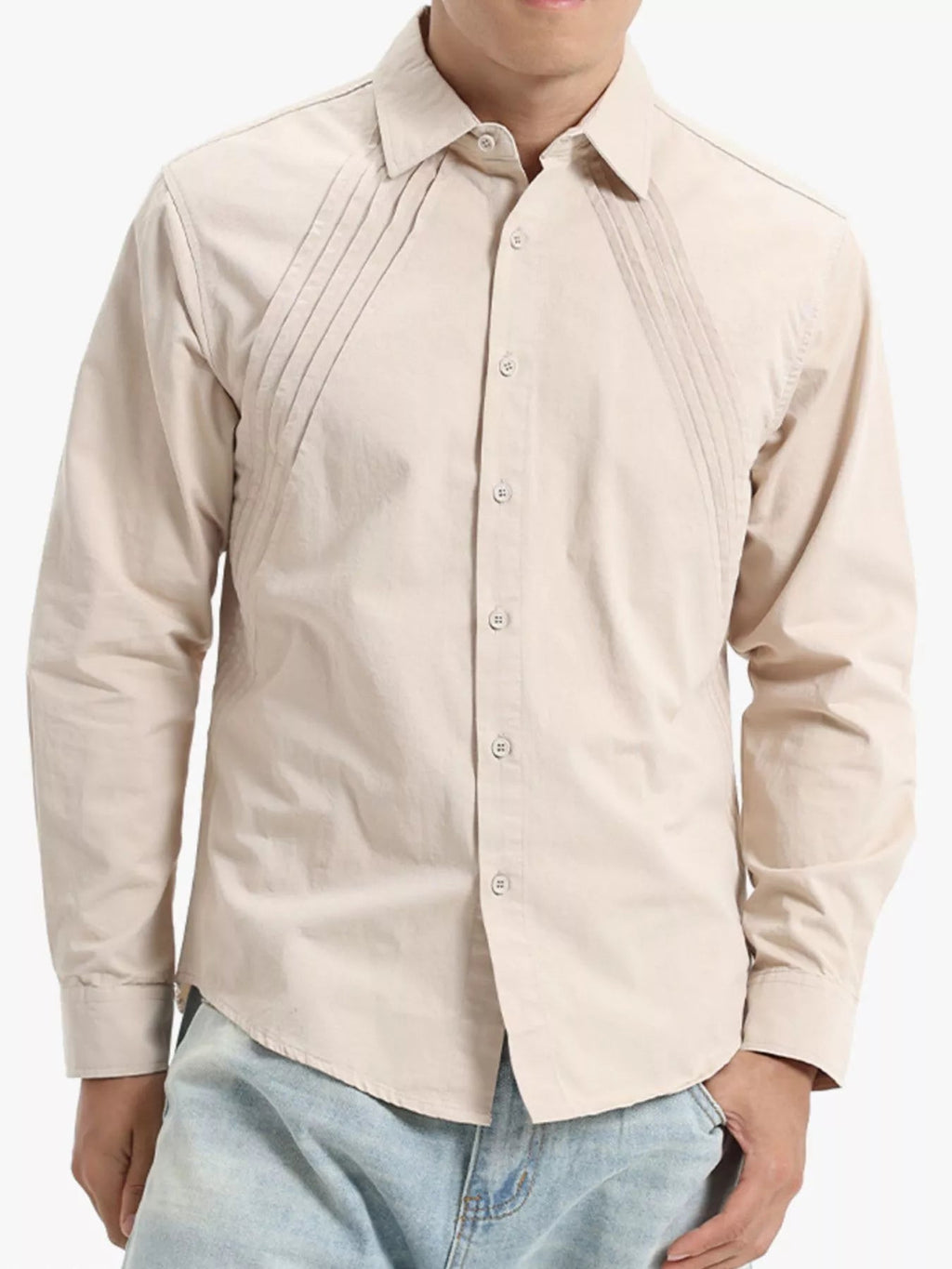 Men's Plus Size Long Sleeve Button-Down Shirt - Artículos HE