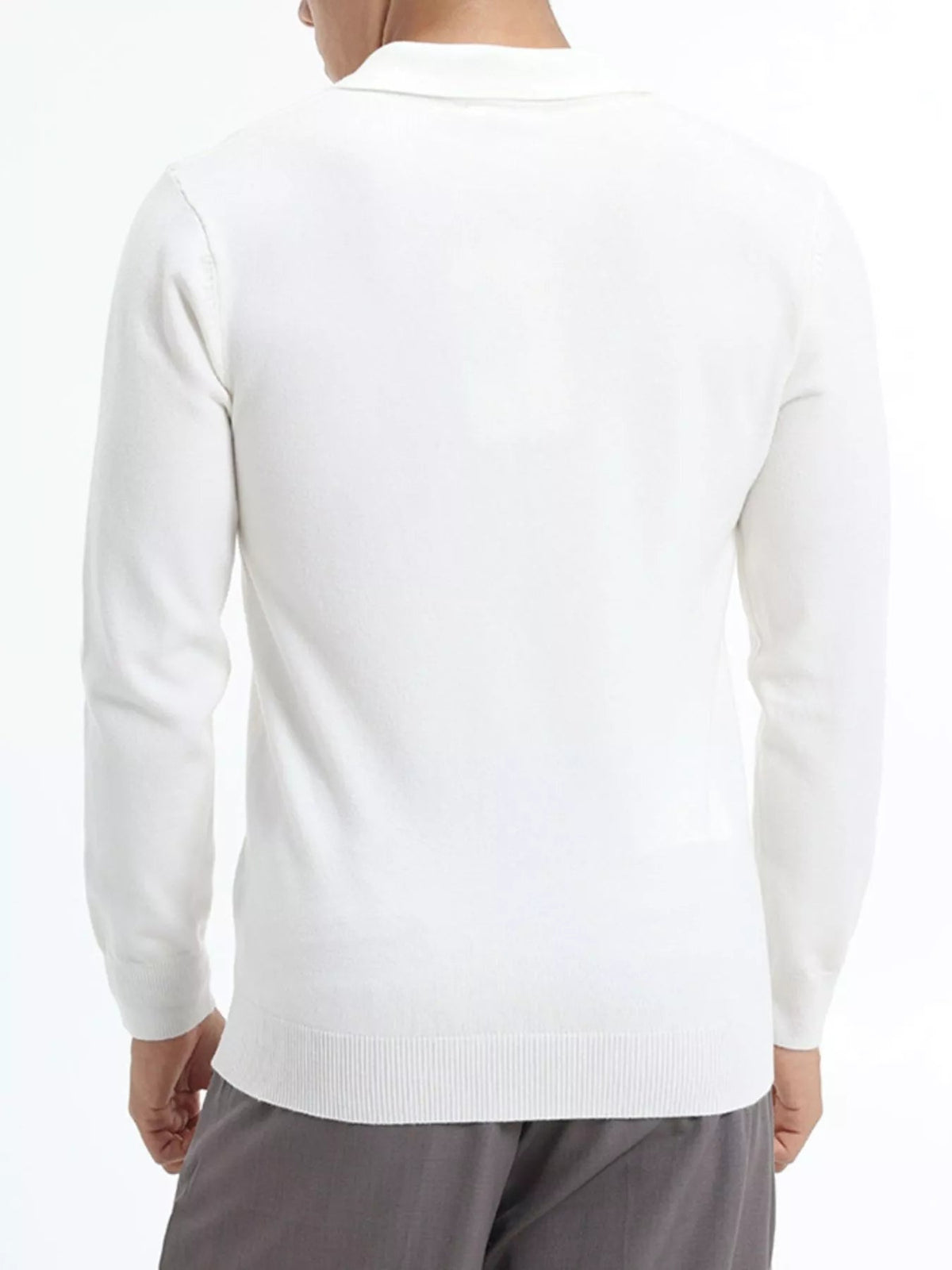 Men's Plus Size Long Sleeve Polo Collar Knit Top - Artículos HE