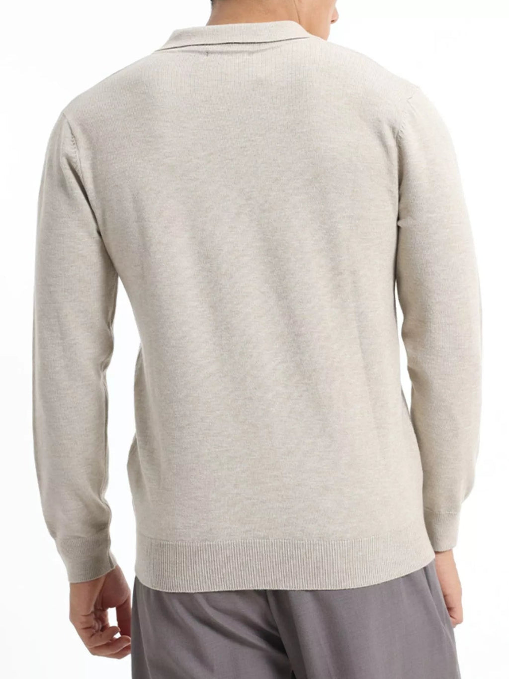 Men's Plus Size Long Sleeve Polo Collar Knit Top - Artículos HE