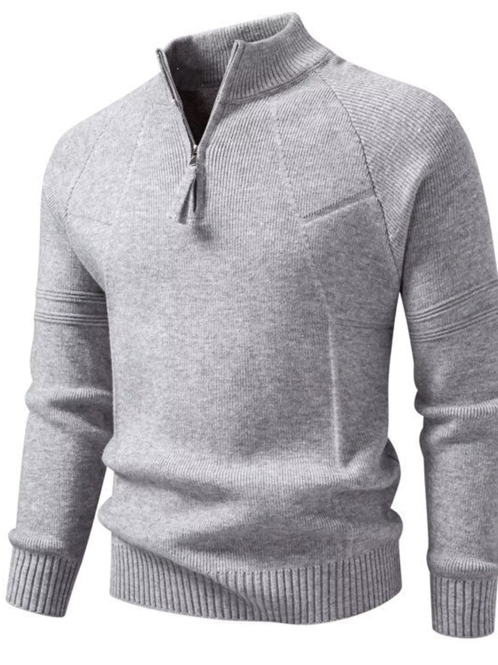 Men's Plus Size Quarter-Zip Ribbed Knit Sweater - Artículos HE