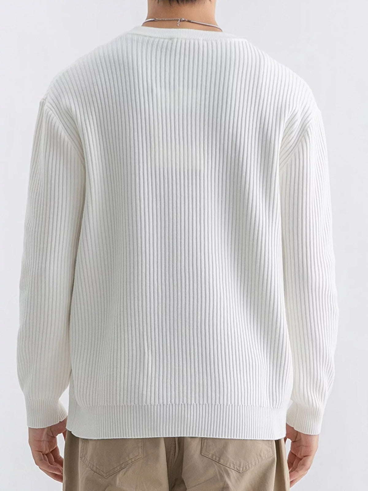 Men's Plus Size Ribbed Knit Crew Neck Sweater - Artículos HE