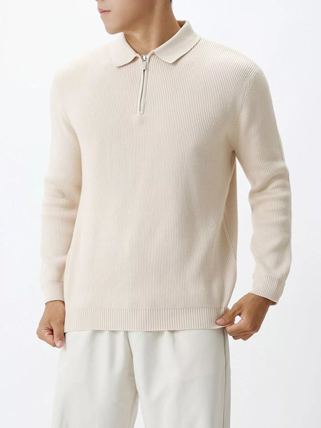 Men's Plus Size Ribbed Knit Quarter-Zip Sweater - Artículos HE