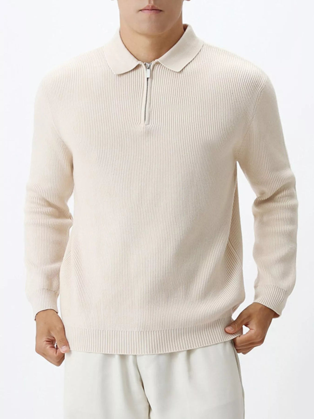 Men's Plus Size Ribbed Knit Quarter-Zip Sweater - Artículos HE