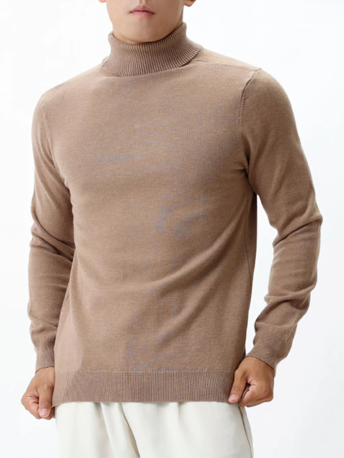 Men's Plus Size Slim-Fit Ribbed Turtleneck Sweater - Artículos HE