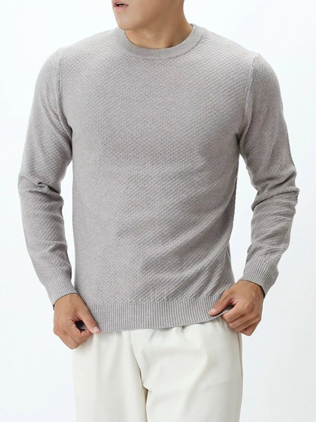 Men's Plus Size Textured Crew Neck Sweater - Artículos HE