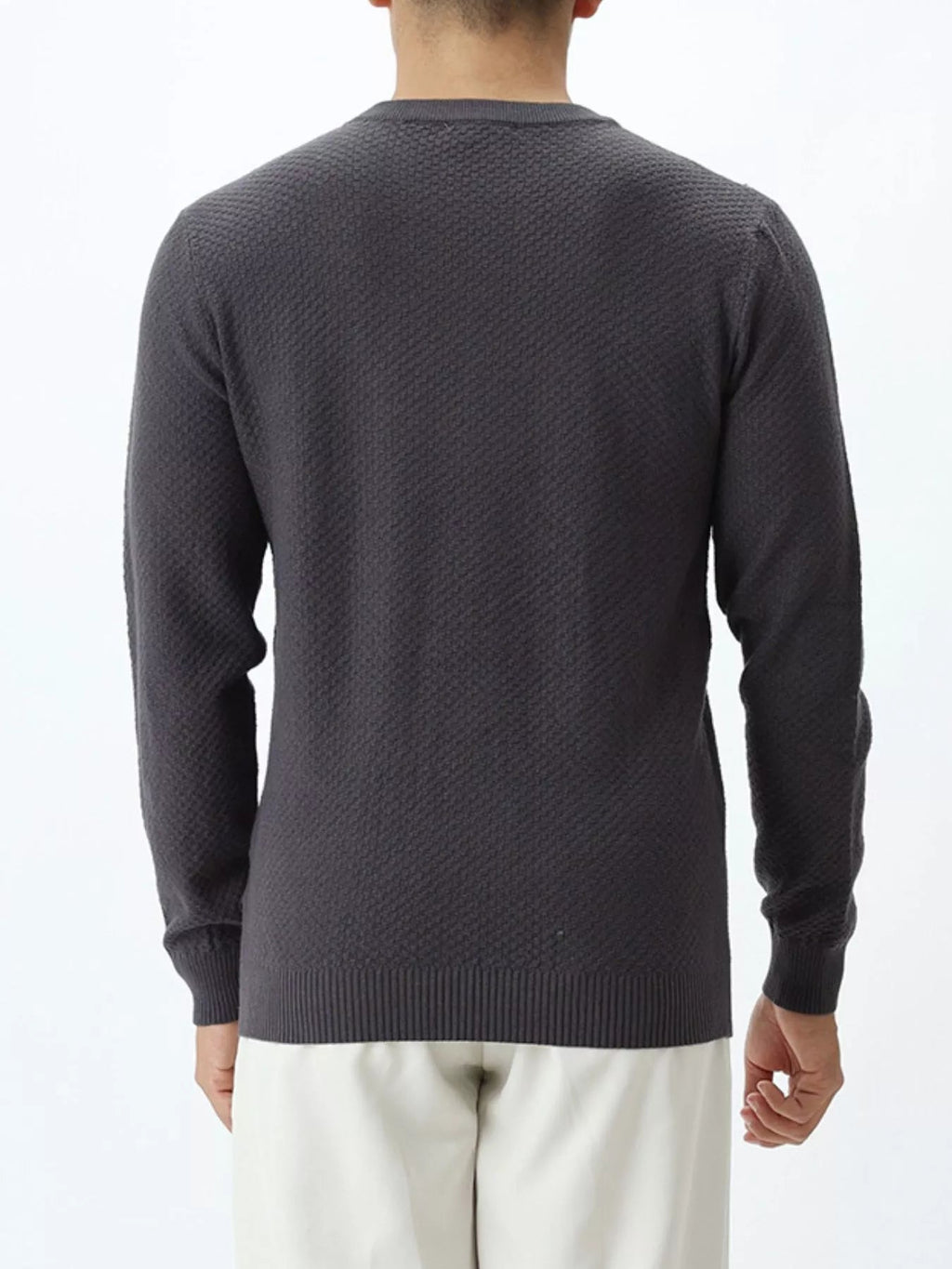 Men's Plus Size Textured Crew Neck Sweater - Artículos HE