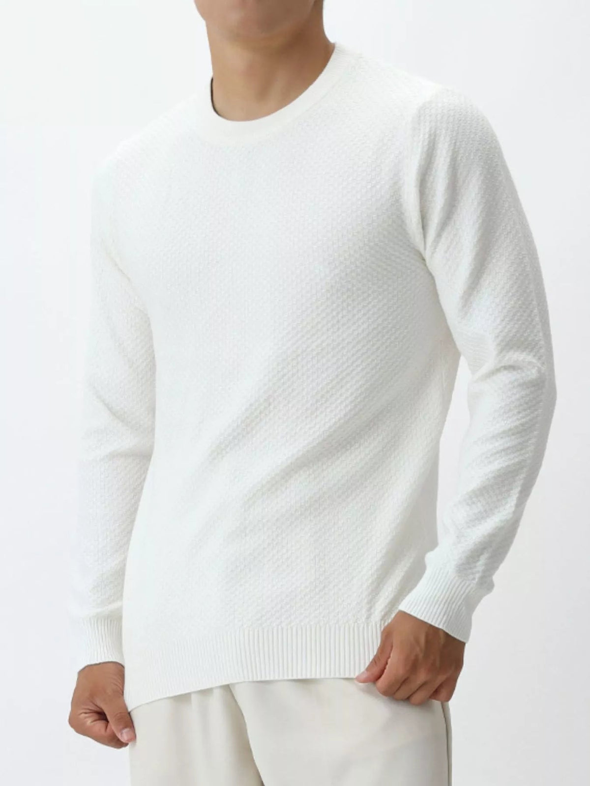 Men's Plus Size Textured Crew Neck Sweater - Artículos HE