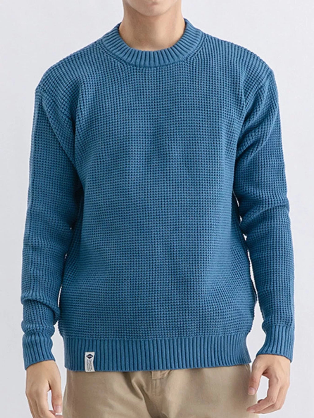 Men's Plus Size Waffle Knit Crew Neck Sweater - Artículos HE