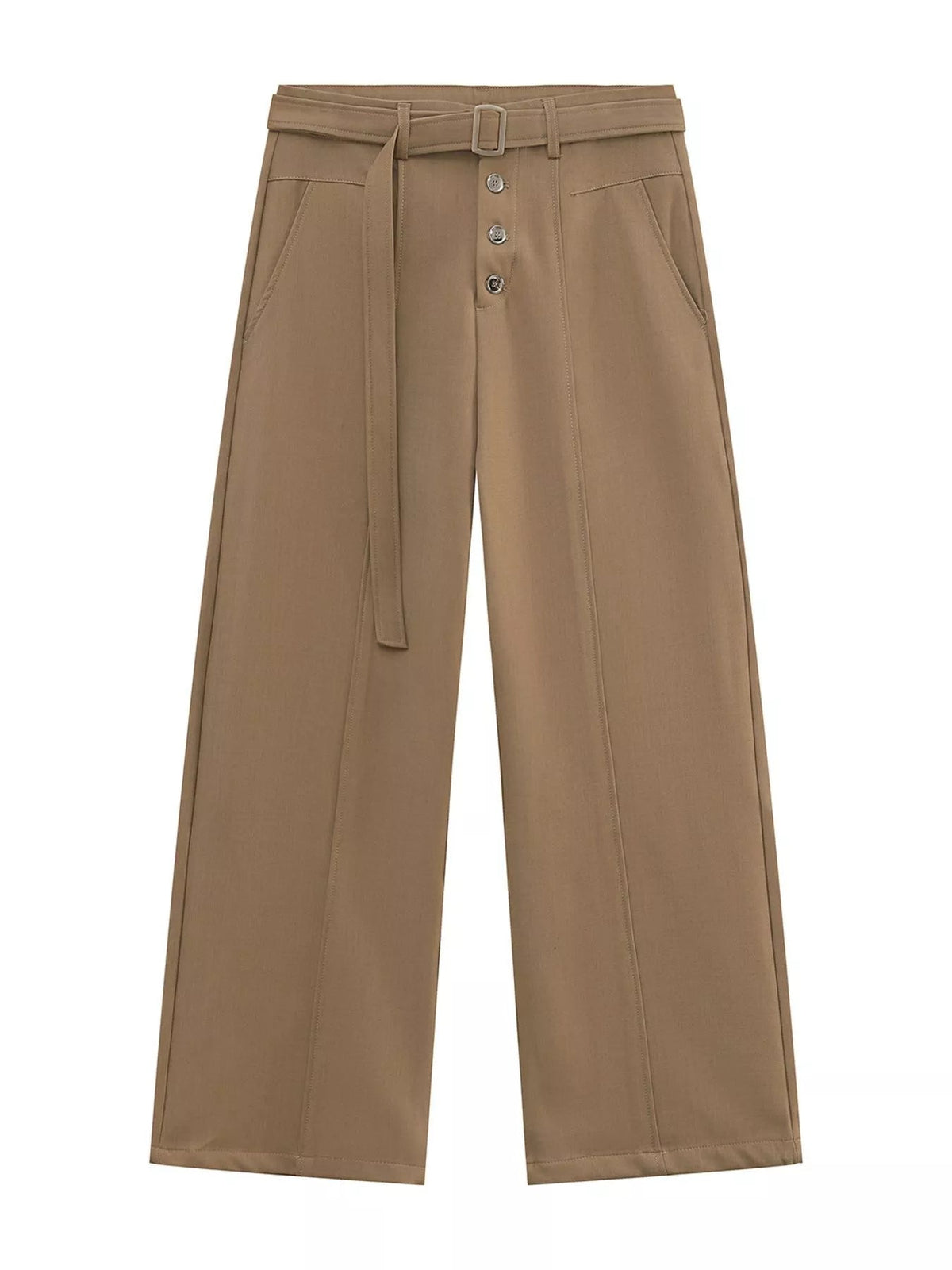 Pantalón de pernera ancha de cintura alta con cinturón para hombre - Artículos HE