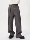 Pantalón de pernera ancha de cintura alta con cinturón para hombre - Artículos HE