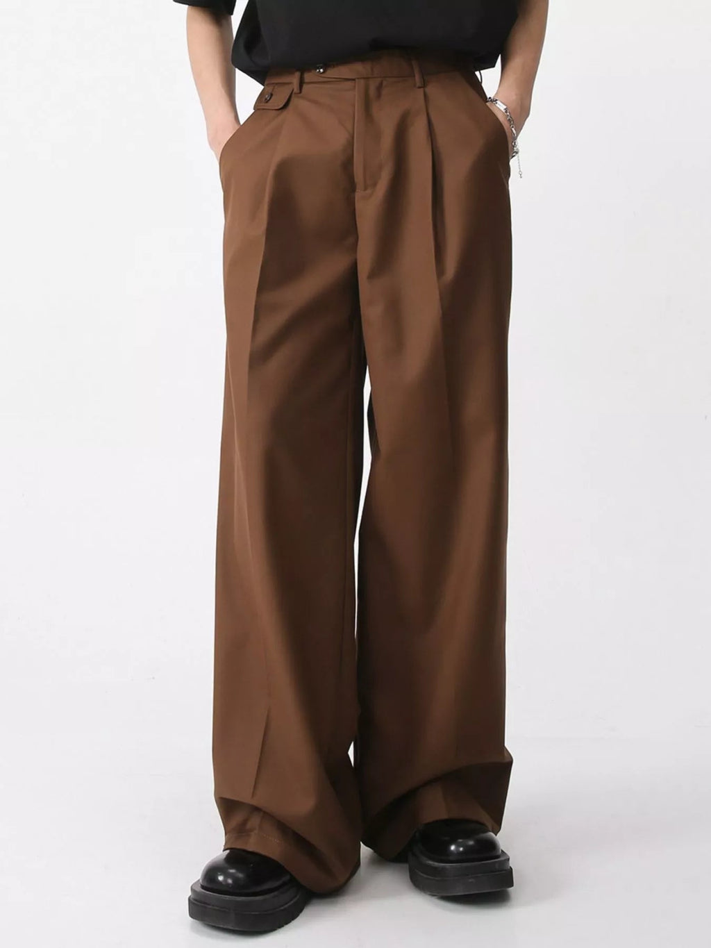 Pantalón de pernera ancha de cintura alta para hombre - Artículos HE