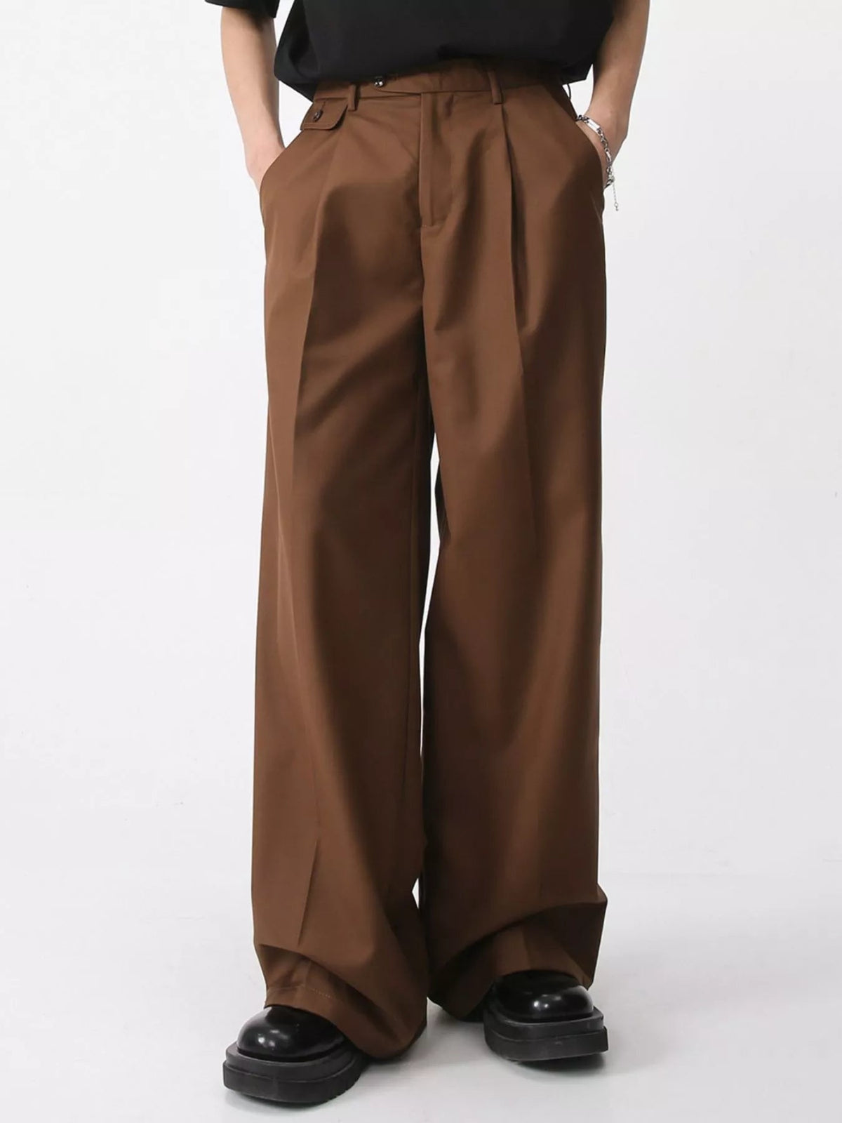 Pantalón de pernera ancha de cintura alta para hombre - Artículos HE