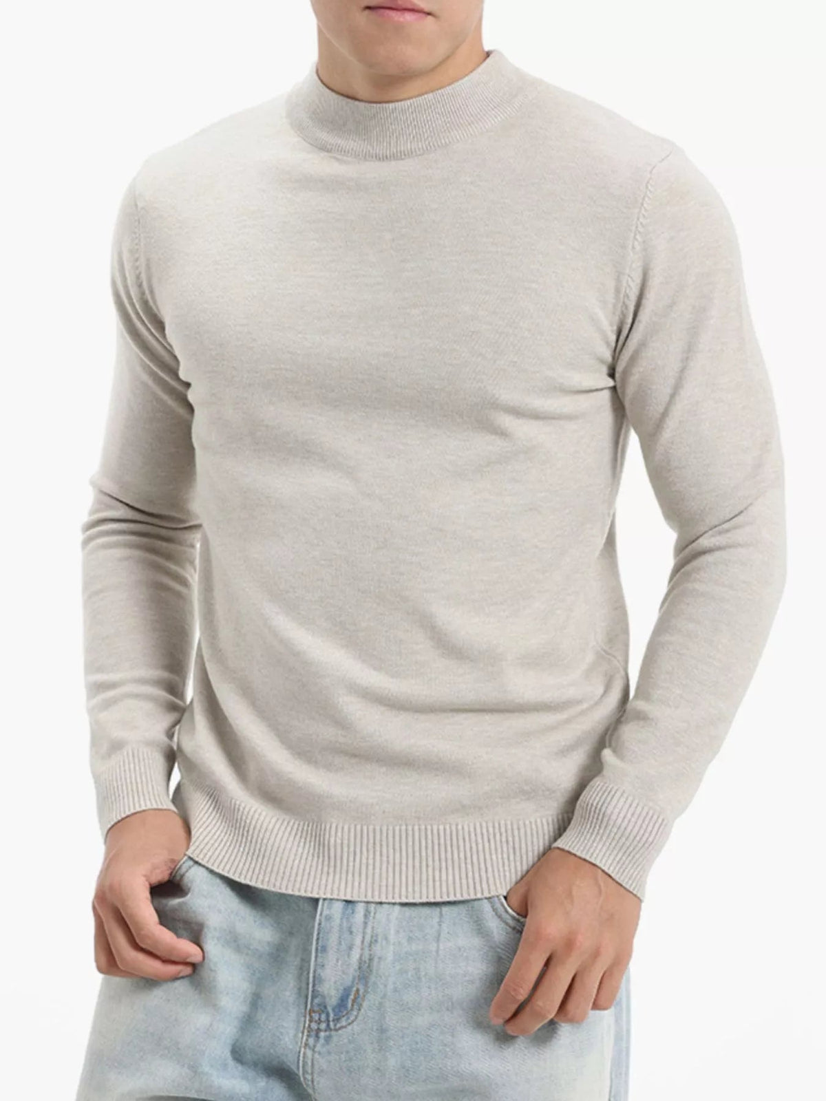 Top de punto slim fit con cuello cisne talla grande para hombre - Artículos HE