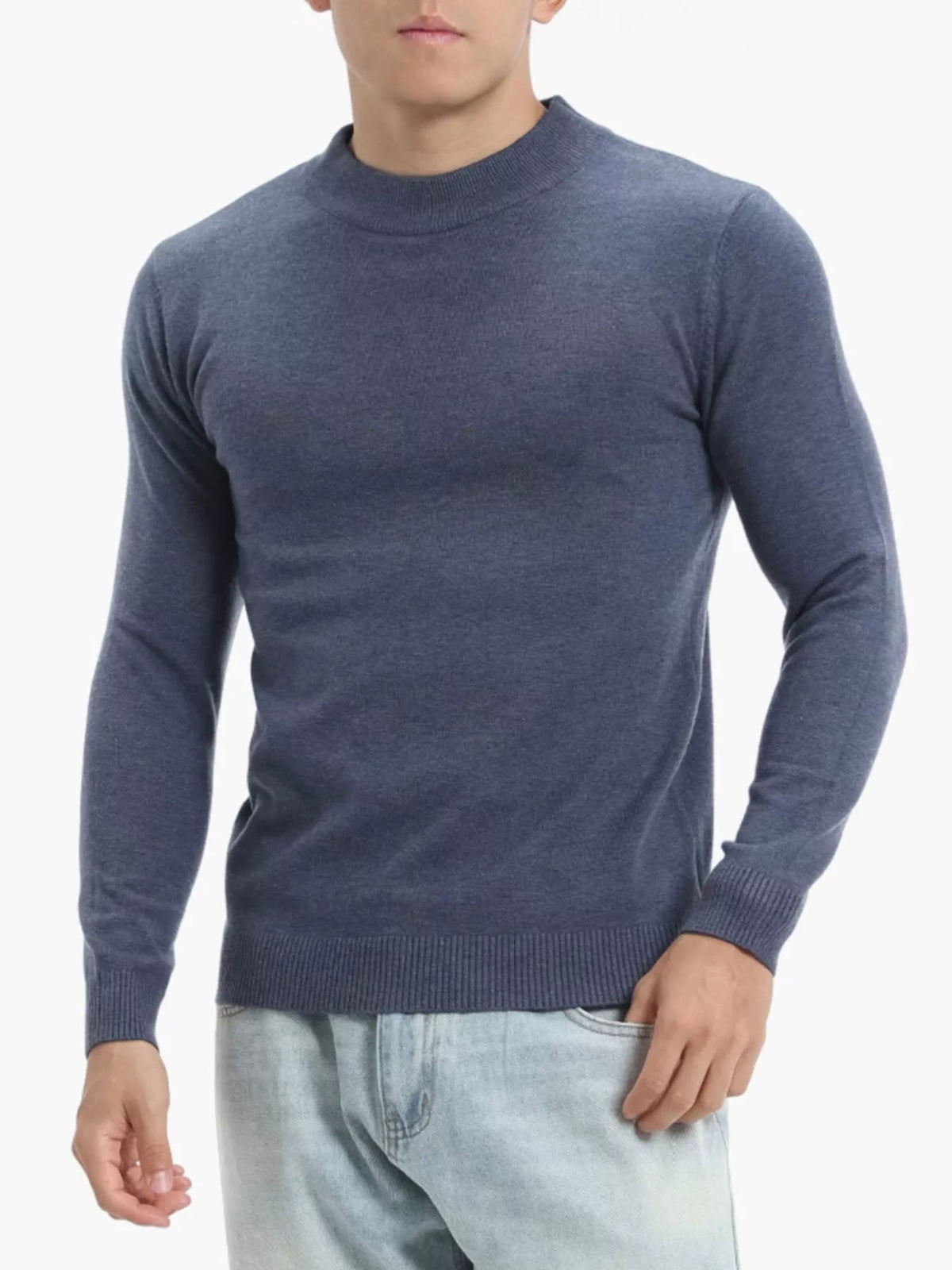 Top de punto slim fit con cuello cisne talla grande para hombre - Artículos HE