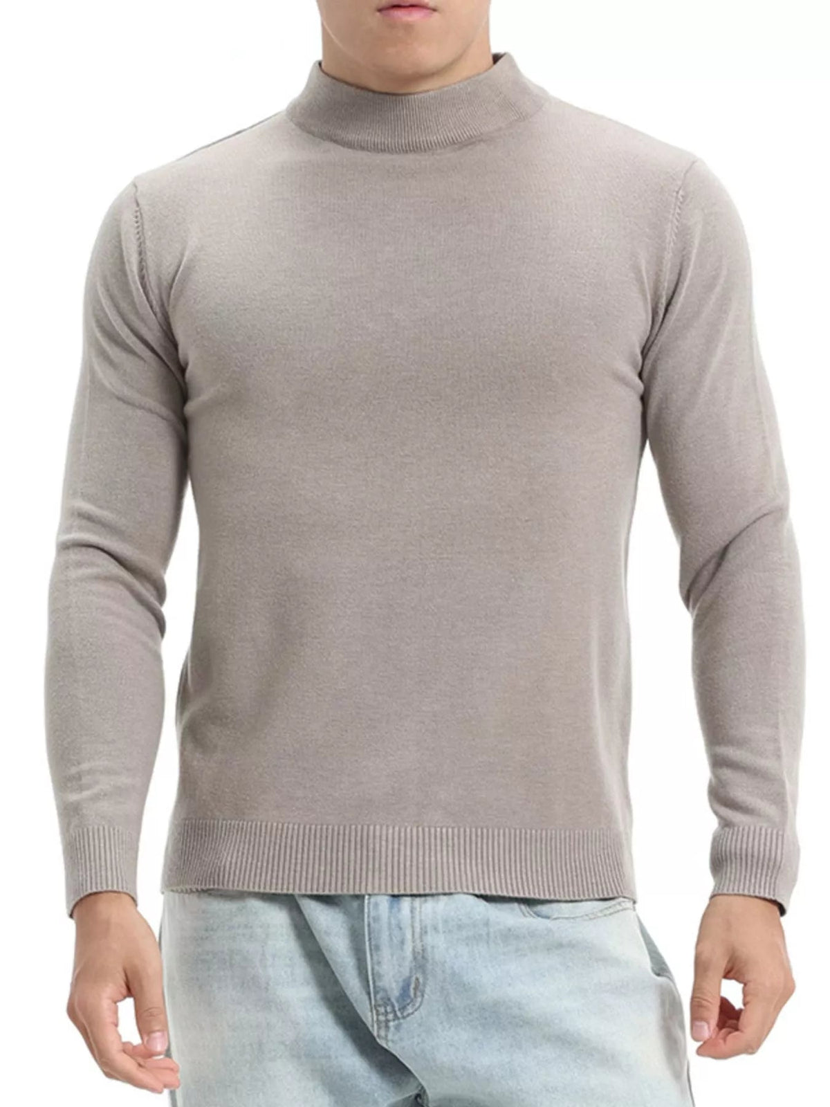 Top de punto slim fit con cuello cisne talla grande para hombre - Artículos HE