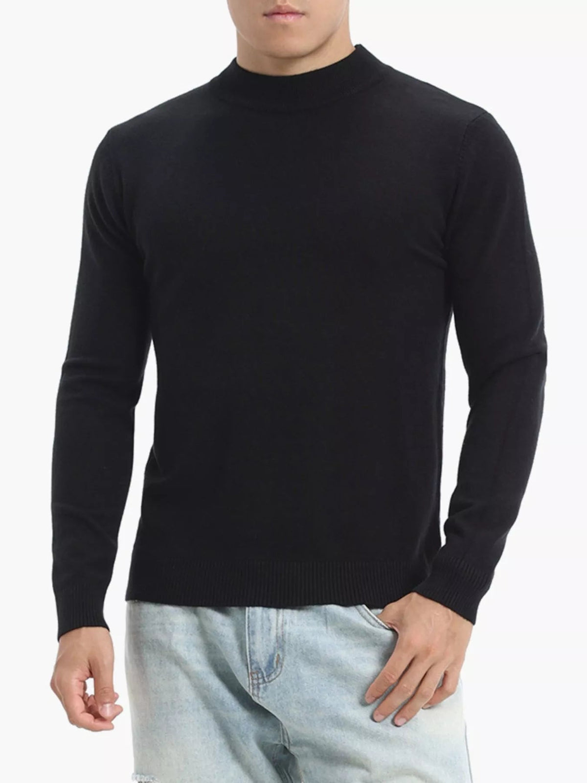 Top de punto slim fit con cuello cisne talla grande para hombre - Artículos HE